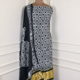 Muslin Cotton Black Unstitched Suit